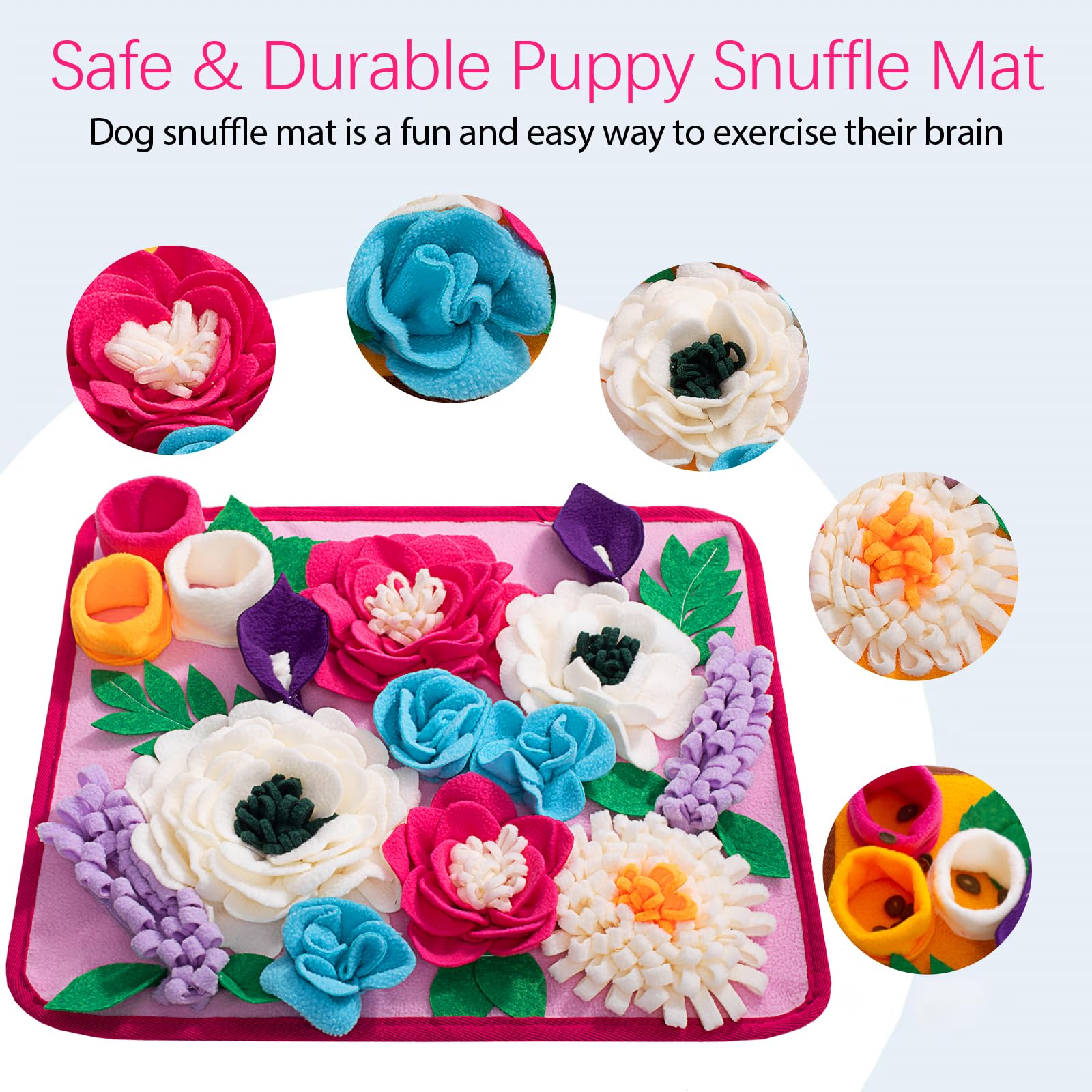 Snuffle Mat for Dogs - Adjustable Interactive Puzzle Toy for Large &amp; Small Breed Slow Feeder for Mental Stimulation