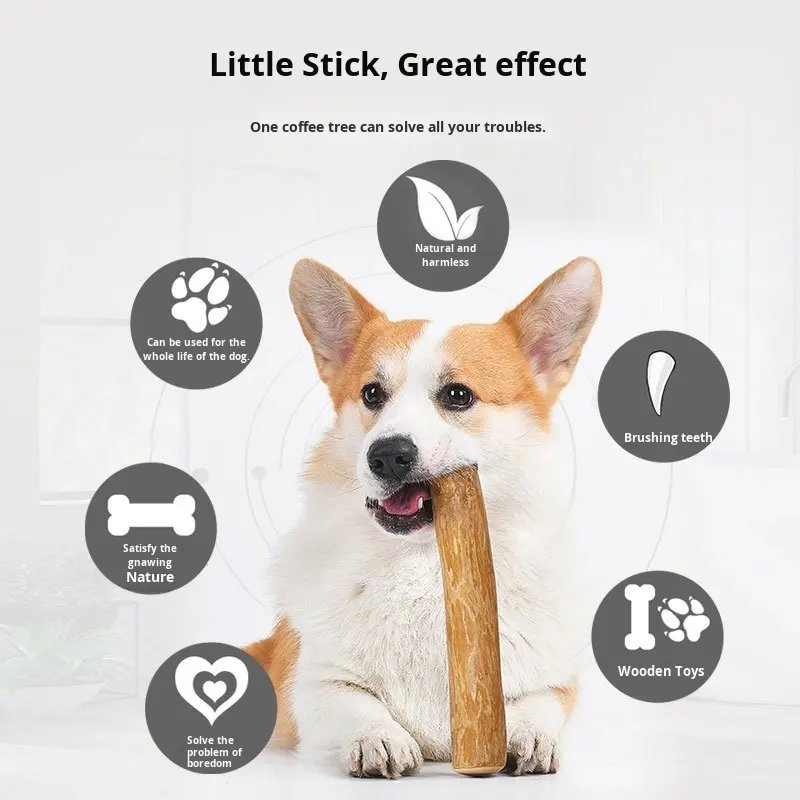 Dog Chew Toy 100% Coffee Wood Eco-Friendly Dental Chew for Dogs Durable Interactive Teeth Cleaning Exercise Toy