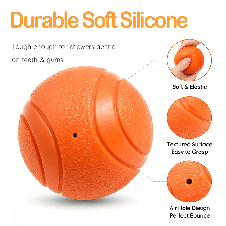 Accept Custom Eco-friendly Bouncy Silicon Chew Ball Durable Indoor Pet Teenis Toy for Dog Clean Teeth Training