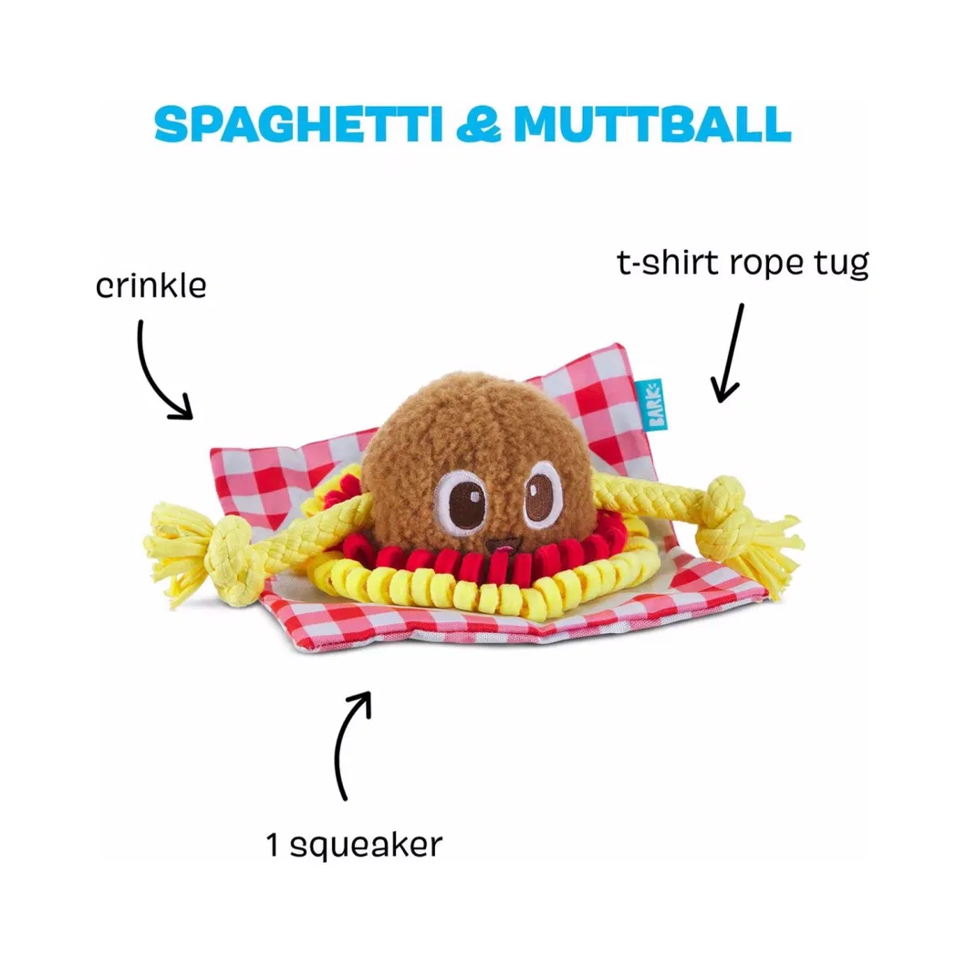 Spaghetti & Muttball Rope Squeaky Plush Puppy Chew Toy View 1