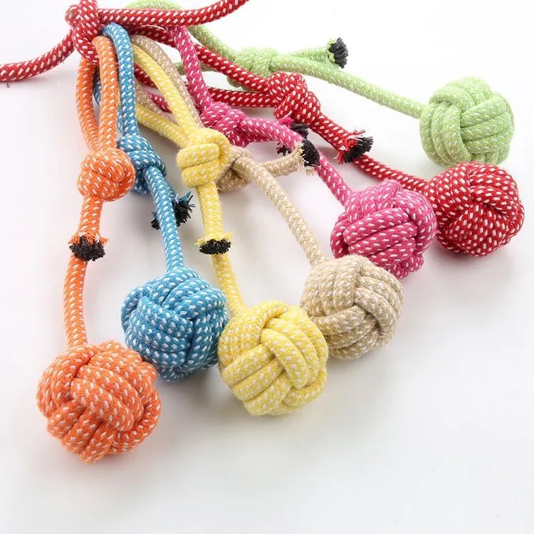 2025 Pet Chew Toy: Rubber Squeaky Ball with Rope Design Dog Toy