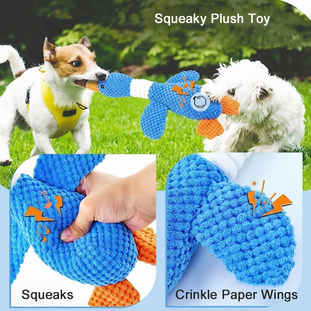 Eco-Friendly Indestructible Durability-tested Chew Squeaky Plush Colorful Duck Dog Toys for Small Medium Large Breeds Puppies