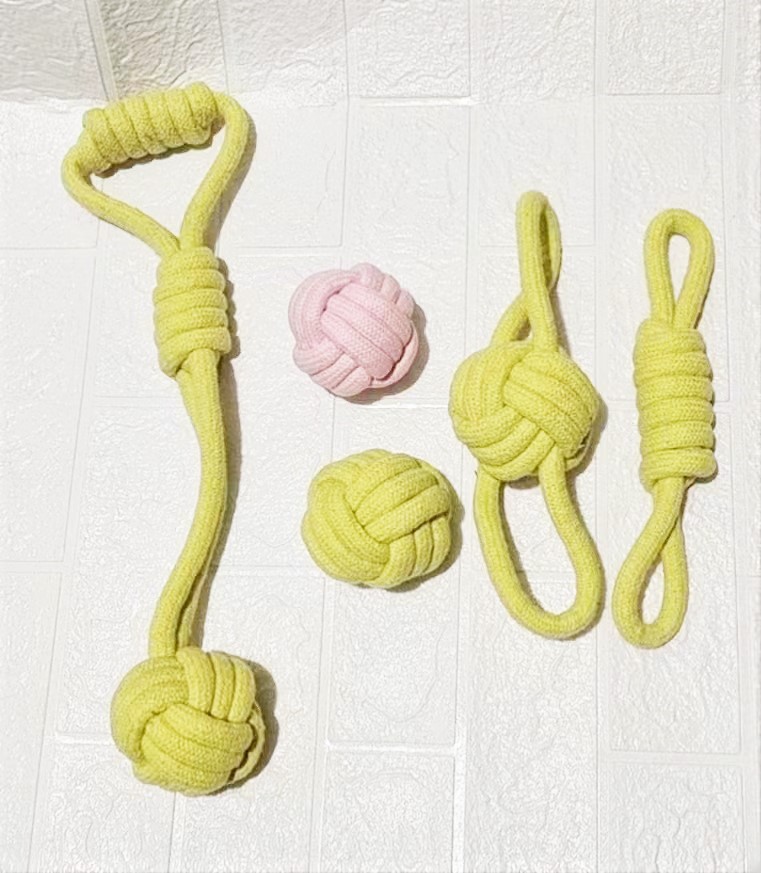 High Quality Hemp Rope Knot Toys Molar Pet Toys Rope Ball Chew Play Bite Pet Dog Toy Set Teeth Cleaning Cotton Linen 9 Piece