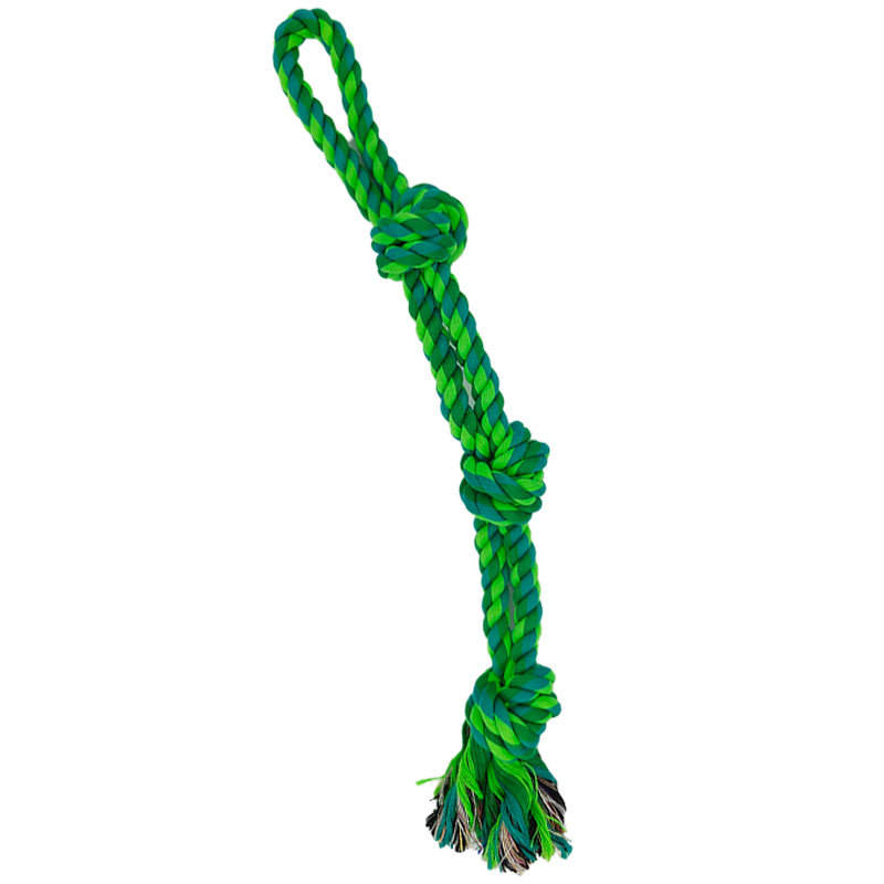 Aggressive Chewer Tug Dog Rope Toy Cotton Rope 3-Section Double Strand Indestructible Large Dog Toy