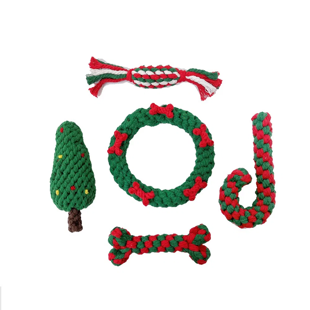 Knot Ball Bite Resistant Dog Toy Christmas Pet Cotton Rope Toy