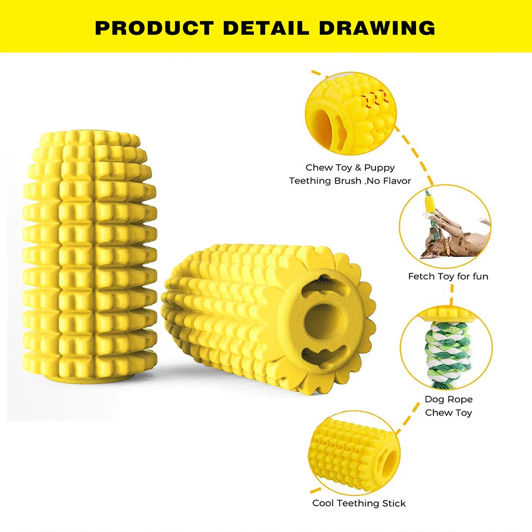Teeth Clean TPR Corn Knot Pet Dog Toothbrush Chew Toys with Rope