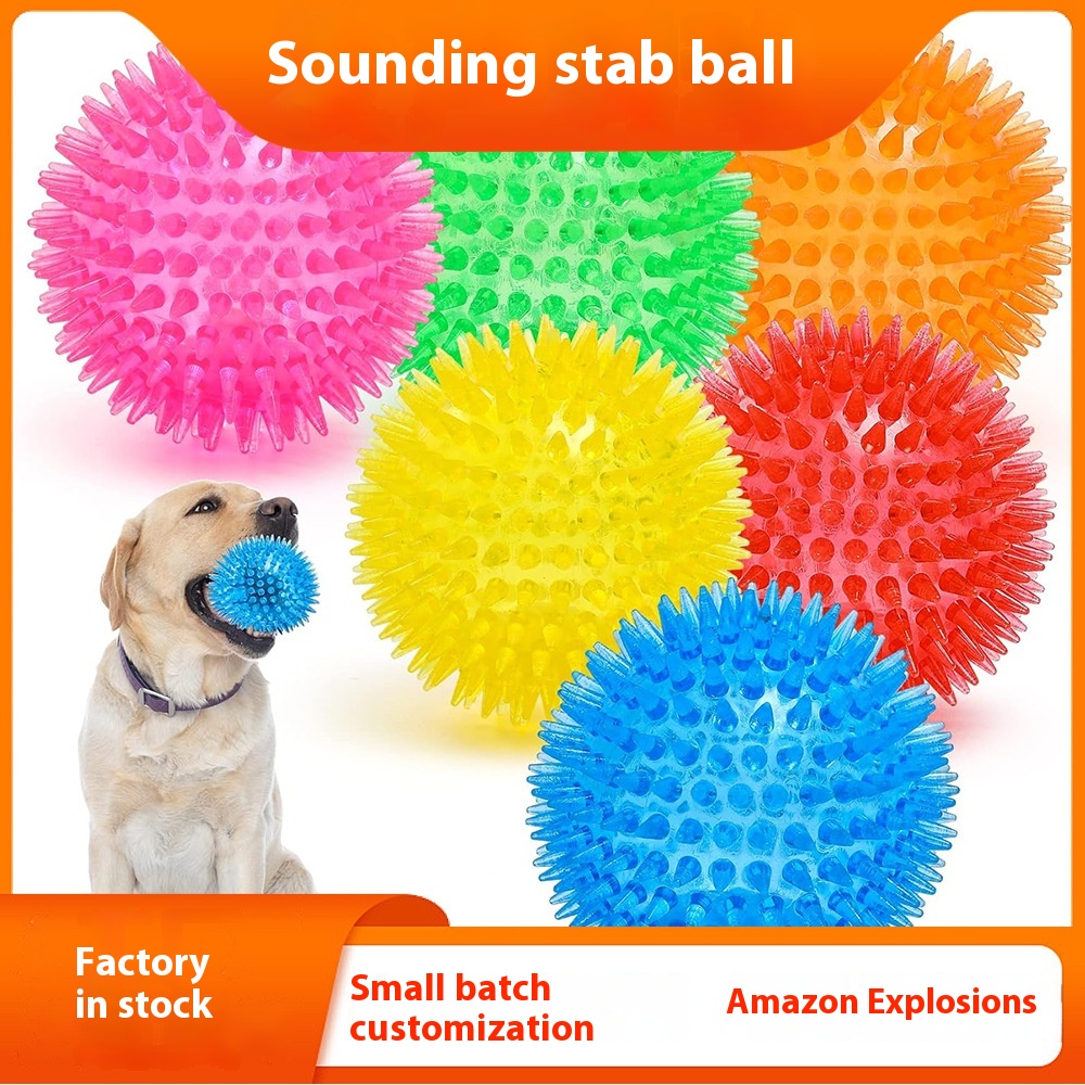 High Elastic TPR Eco-Friendly Dog Toy Ball Squeaky Cross-Border Pet Squeak Toy Pointed Punch Floating Water Bite Toothcleaning