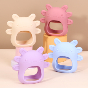 Hexagonal Axolot Shape Teether Grip Training Massage Gum Chewing Relief Multiple Sensory Point Infant Baby Teether Toy