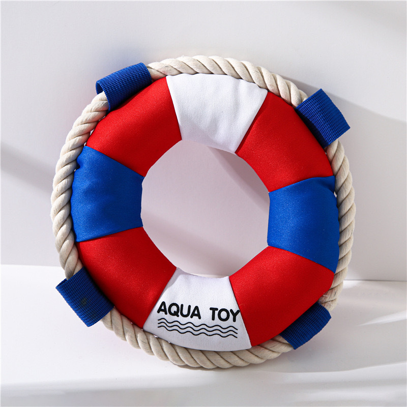 New Design Squeaky Interactive Swimming Ring Training Dog Chew Toys for Aggressive Chewer Tug-of-War Durable Dog Pet Plush Toy