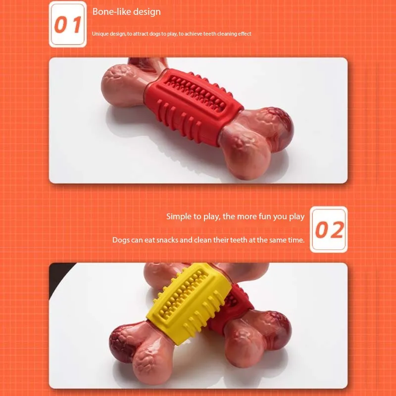 Rubber Dog Toy - Dental Dog Toy for Teeth & Gum Health - Durable Dog Chew Toy - Hard Rubber Bone for Dogs - Fillable Toy for Dispensing Treats - Medium Dogs
