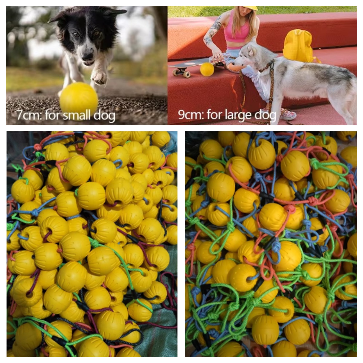 7Cm Bulk Colored Hollow Durable EVA Hollow Foam Dog Reward Ball Toy with Rope Center Hole for Dogs and Cats