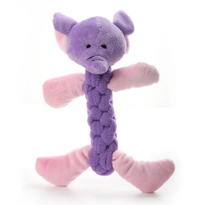 Flocked Dog Grinding Play Toys Rope Animal Pet Plush Toys