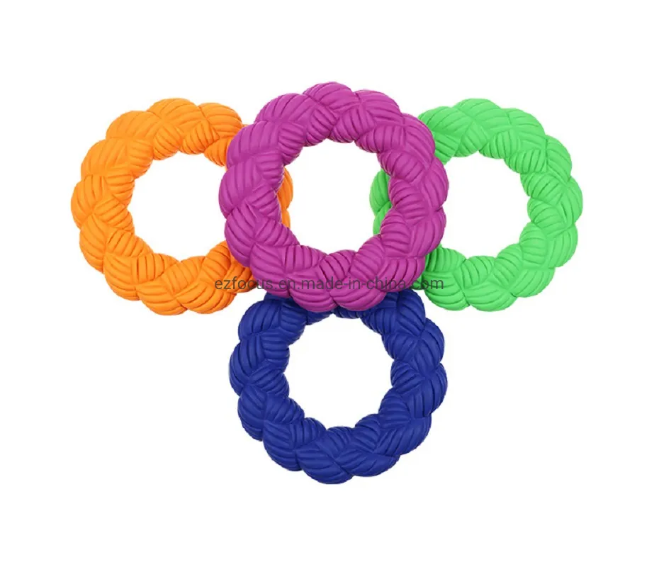 Dog Ring Rope Natural Chew Toys Teeth Cleaner Aggressive Non-Toxic Safe Wbb16607