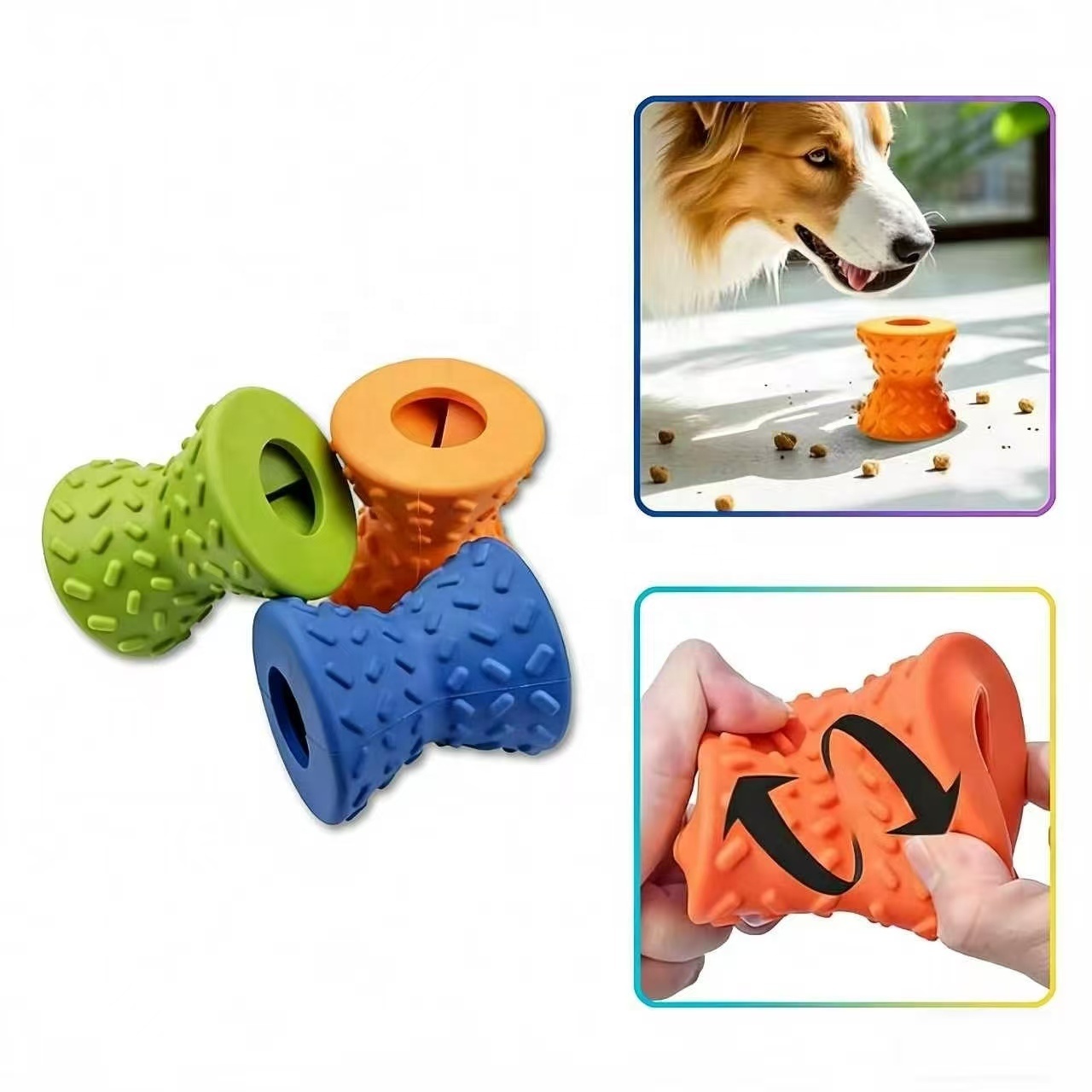Multi Color Optional Rubber Pet Leak Food Device Chew Resistant Molar Teeth Clean Outdoor Interactive Training Rubber Dog Toys