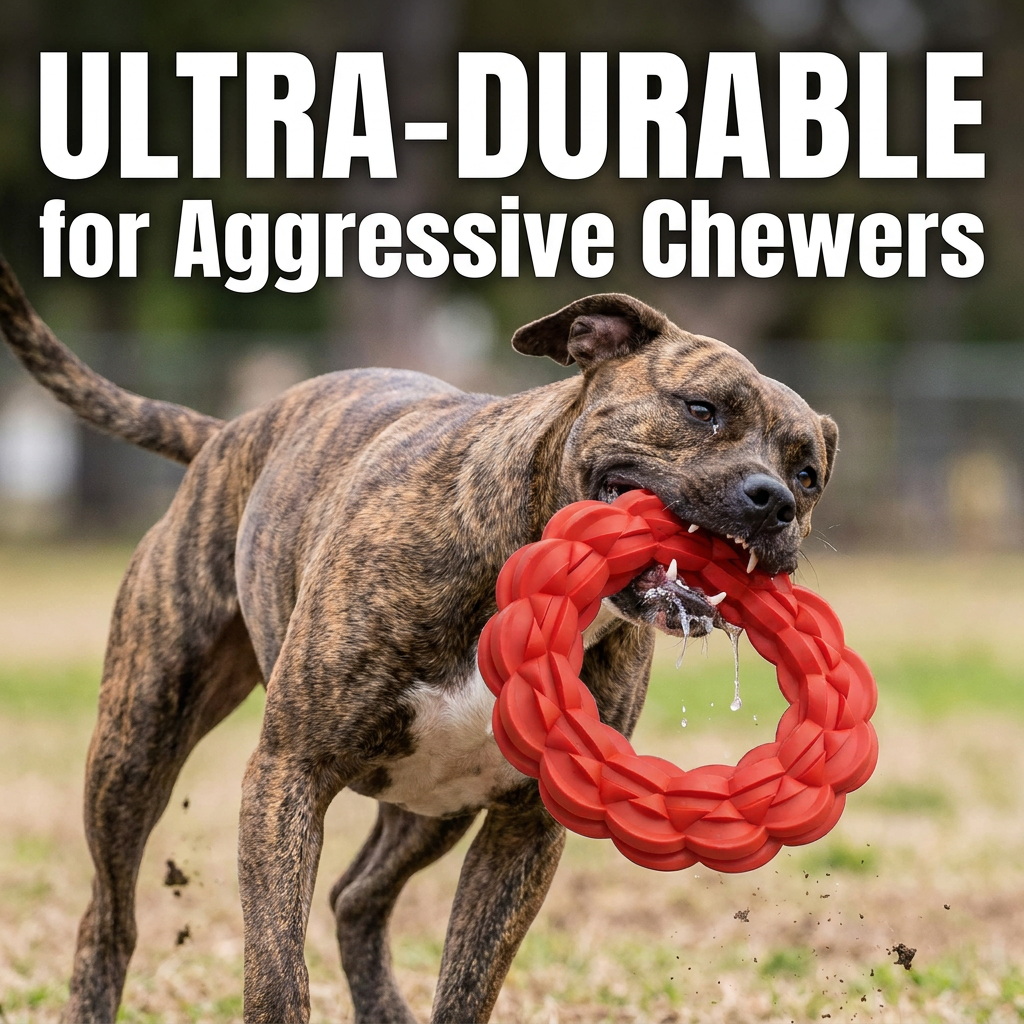 Custom Durable Interactive Rubber Tug Toy for Aggressive Chewers Teeth Cleaning Ring Dog Chew Toy
