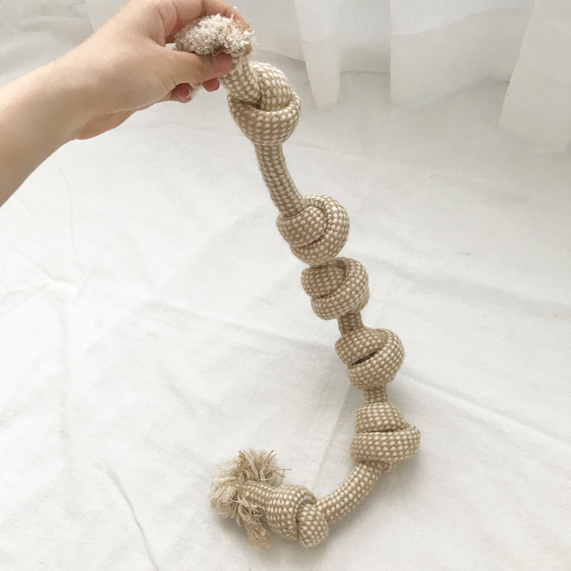 High Quality Hemp Rope Knot Toys Molar Pet Toys Rope Ball Chew Play Bite Pet Dog Toy Set Teeth Cleaning Cotton Linen 9 Piece