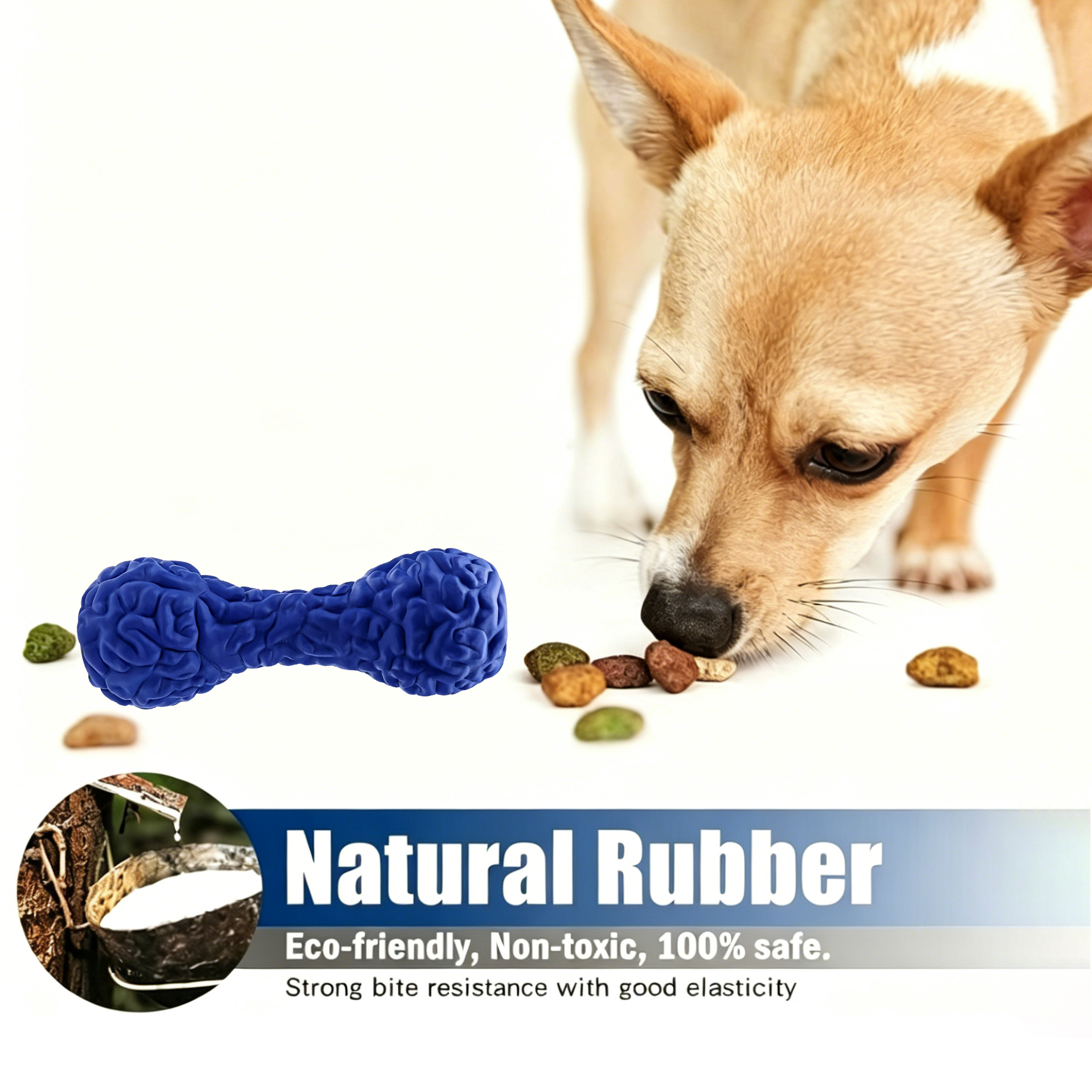 Durable Dog Training Treat Puzzle Toy Eco-Friendly Modern Dumbbell Shaped Big Size Multi-Color Indoor/Outdoor Use Rubber