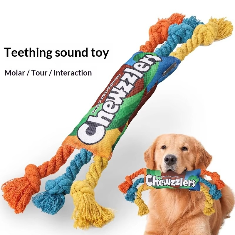 Rainbow Twisty Candy Shape Cotton Rope Chew Toy for Dogs