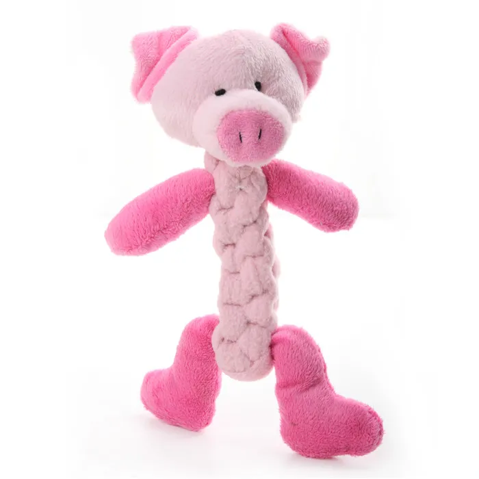 Flocked Dog Grinding Play Toys Rope Animal Pet Plush Toys