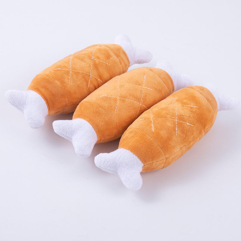 Wholesale Interactive Squeak Outdoor Dog Toys Grinding Dog Teeth Chicken Drums Chewing Plush Dog Toys