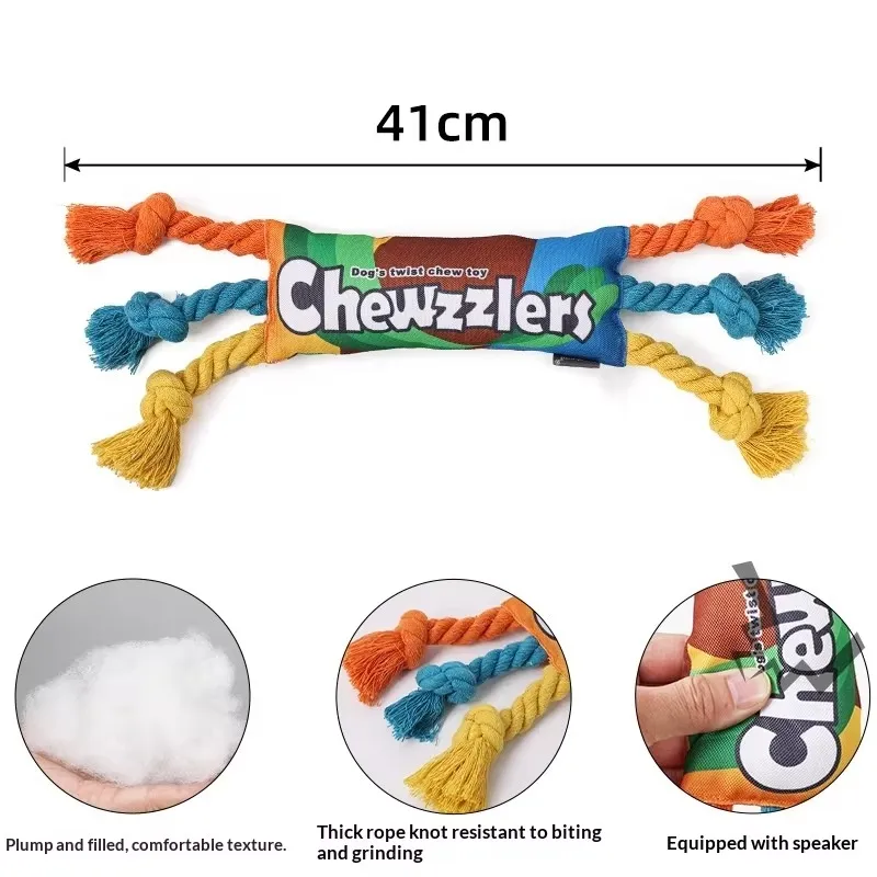 Rainbow Twisty Candy Shape Cotton Rope Chew Toy for Dogs