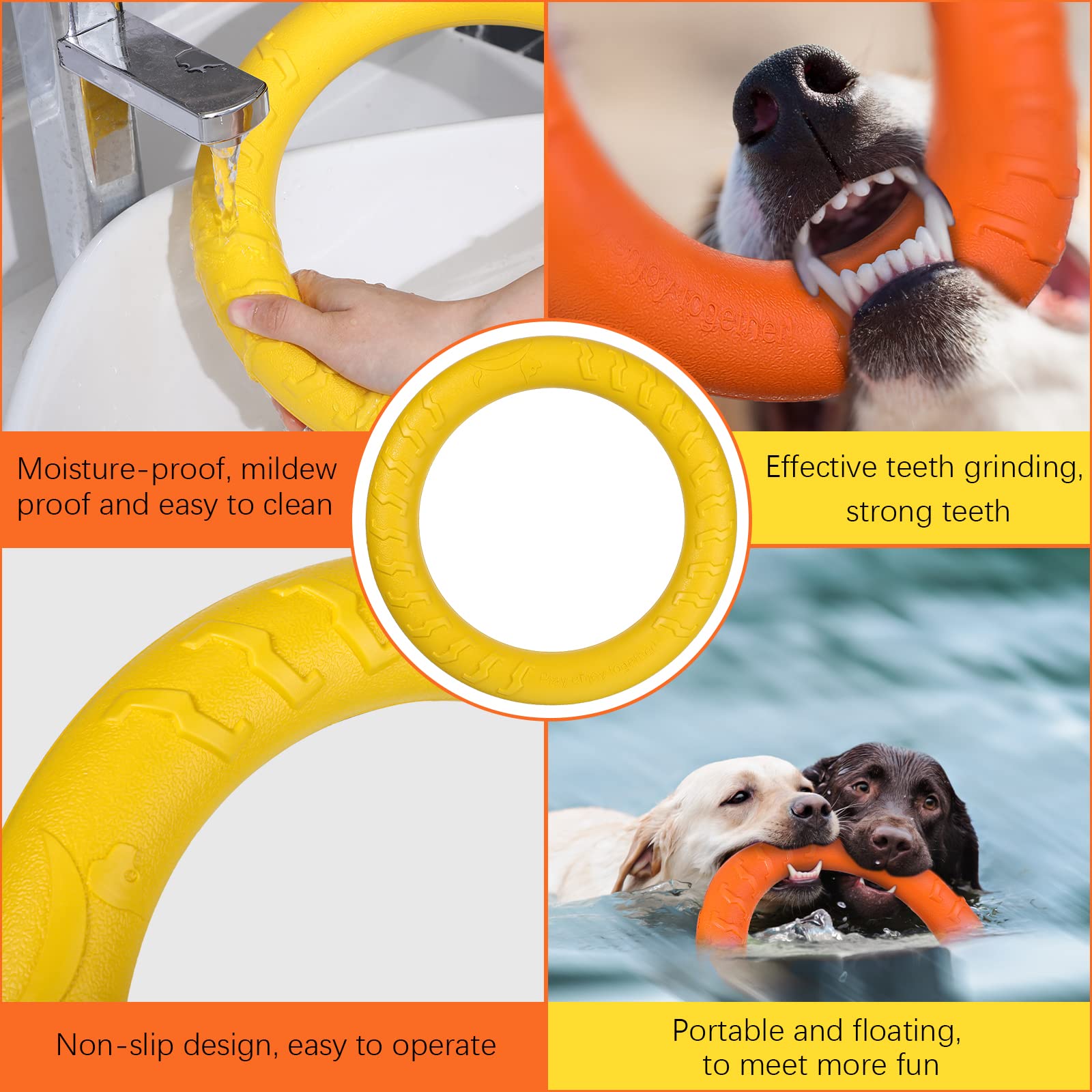 Long Lasting Floating EVA Dog Ring With Grip Pet Chew Toys Pet Interactive Movement Toys For Lake Fetch Summer Fun
