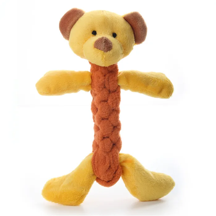 Flocked Dog Grinding Play Toys Rope Animal Pet Plush Toys