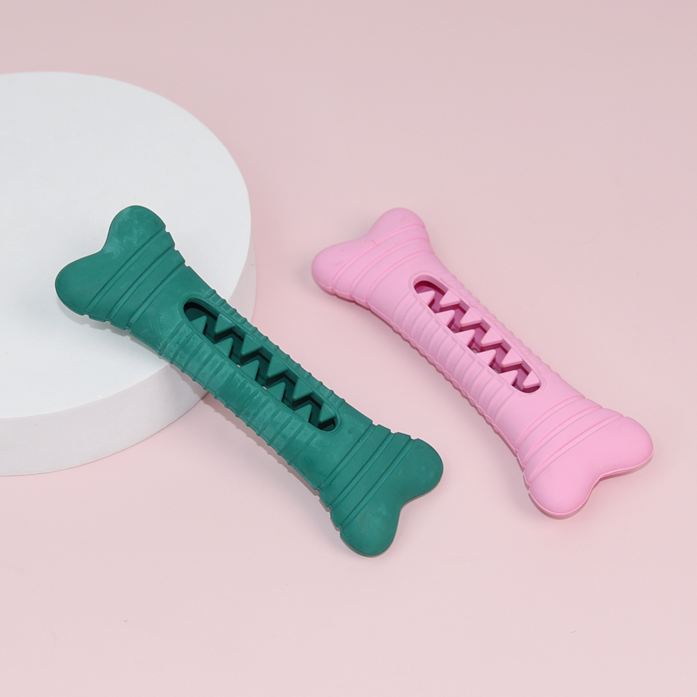 New Durable Rubber Leakage Dog Pet Toy Bone Interactive Treat Slow Feeder Tooth Cleaning Dog Chew Toys for Aggressive Chewers