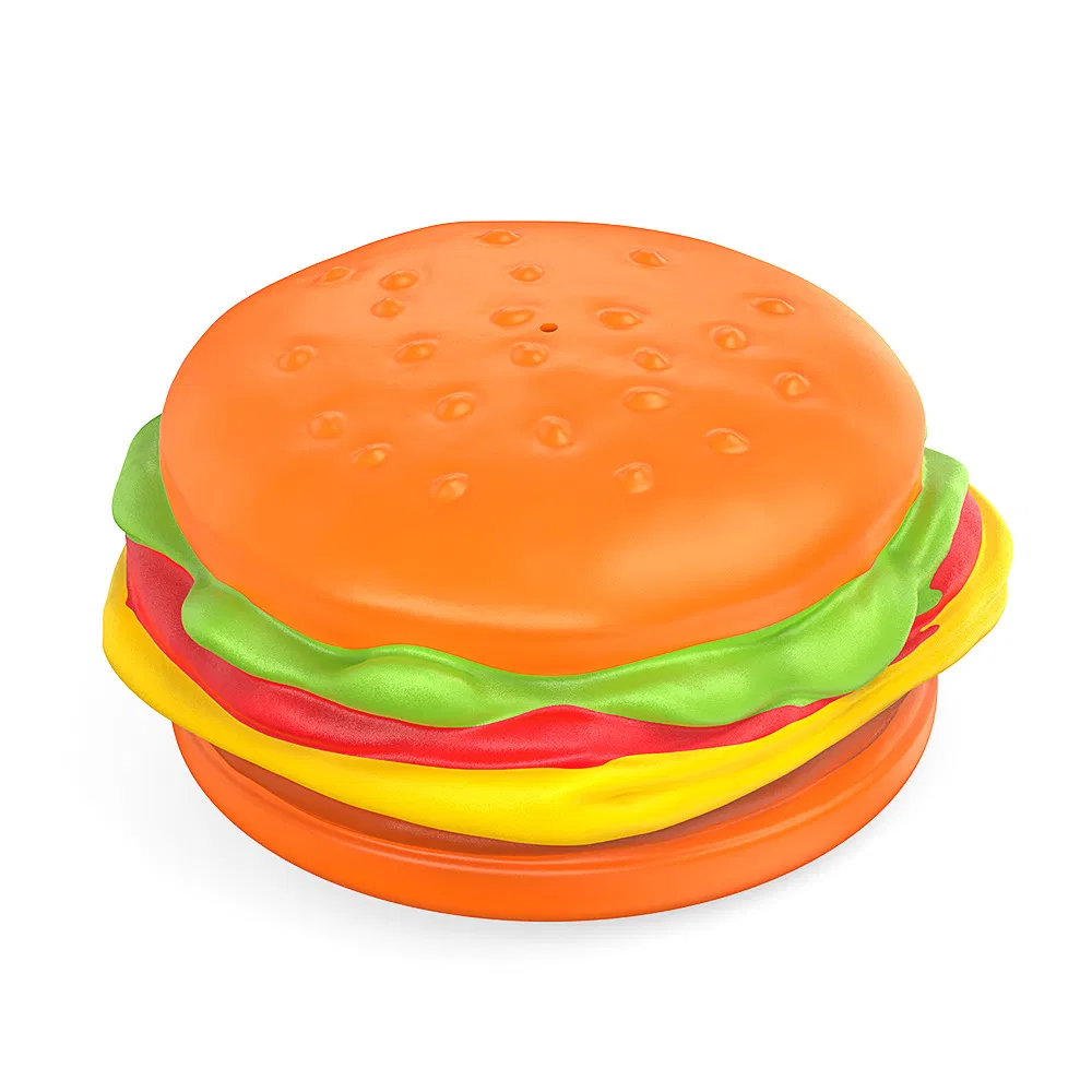 Pet Dog Chew Toys Hamburger Squeaky Dental Care Rubber Chew-Proof Teething Toy