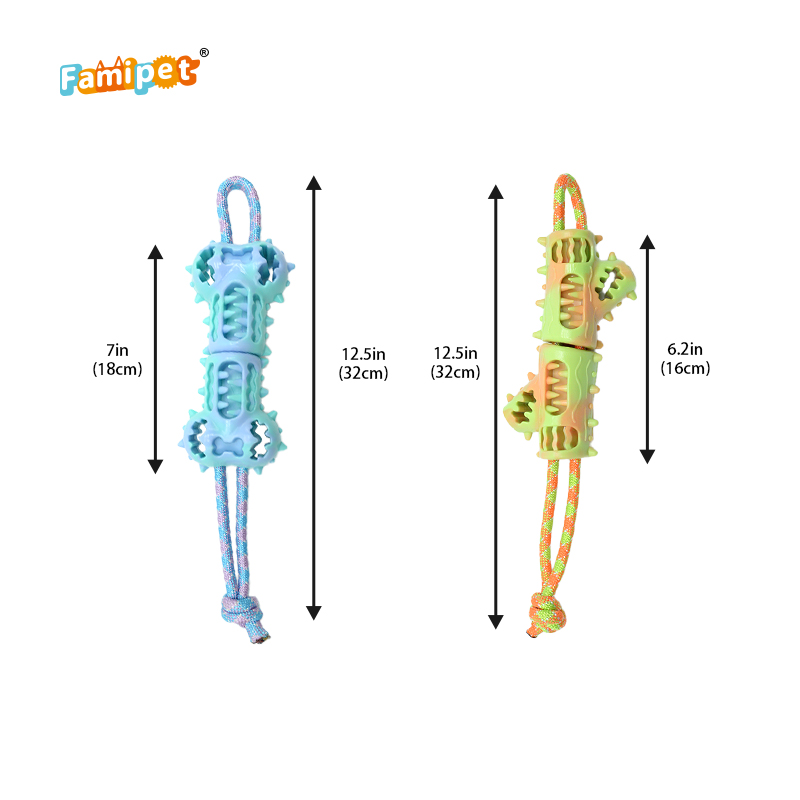 Famipet Wholesale New Design Dog Teeth Cleaning Durable Tpr Interactive Dog Tug Rope Toy Pet Chew Toy