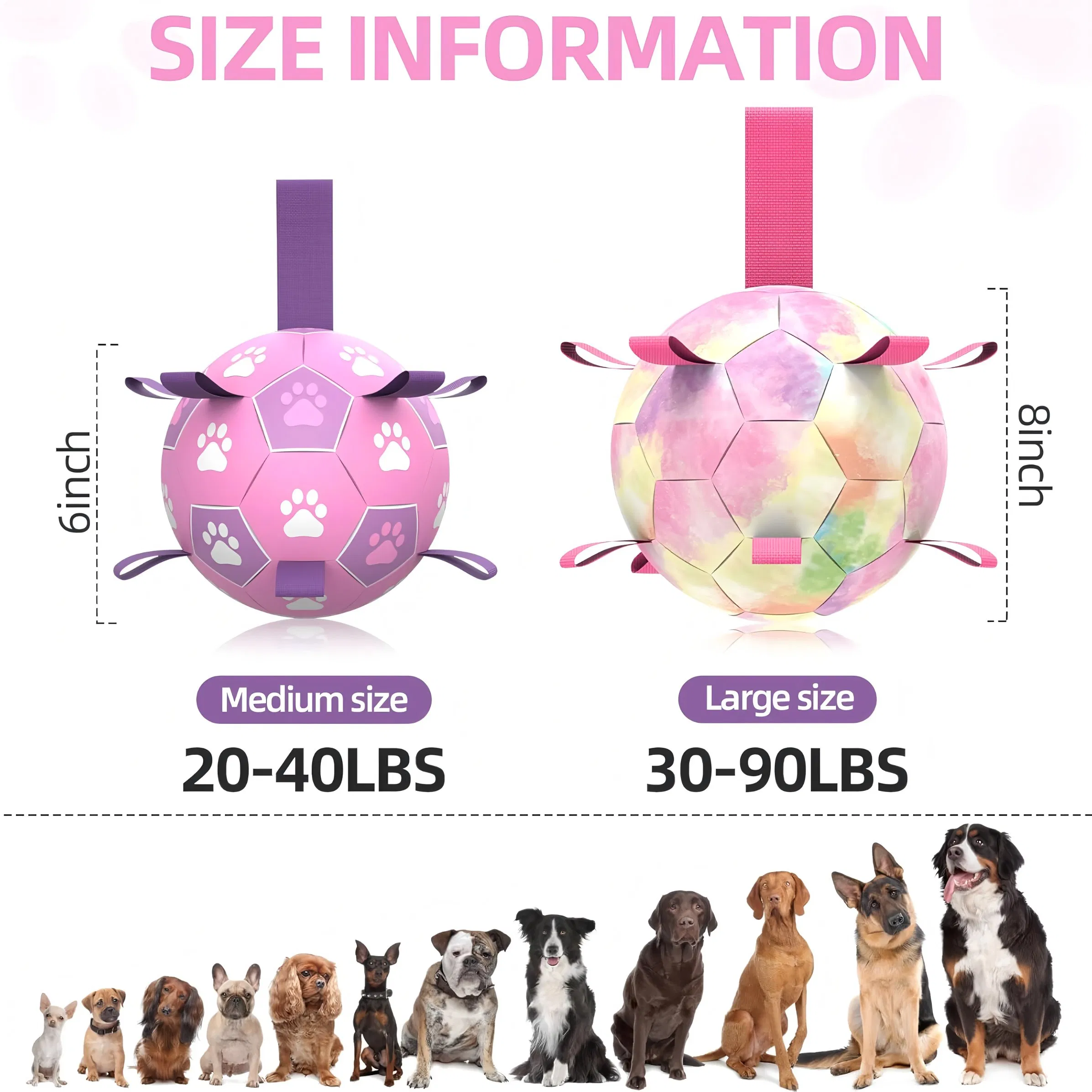 Wholesale Dog Soccer Ball Toys Dog Tug Toy, Durable Dog Balls for Large Dogs, Outdoor Dog Toys, Dog Water Toy, Herding Ball, Puppy Dog Birthday Gifts (8 Inch)
