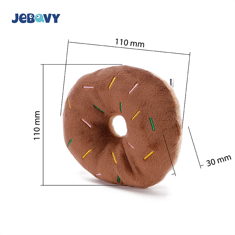 Wholesale New Design Fast Food Doughnut Squeaky Dog Toy Stuffed Plush Pet Toys for Dog