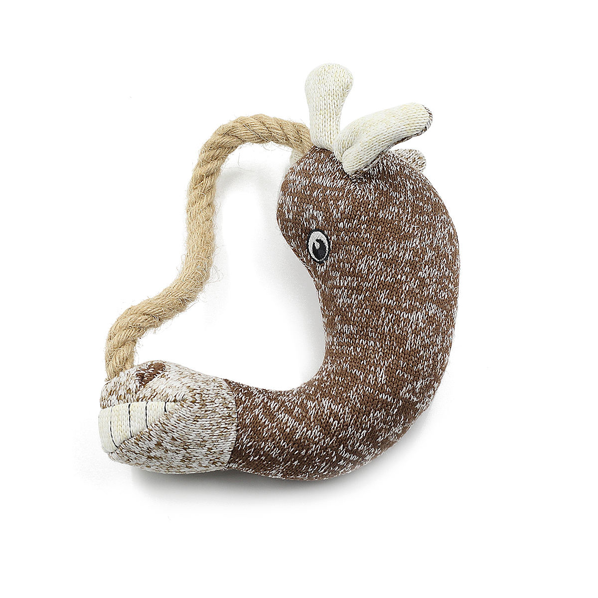 New Manufacture Dog Chew Toy Knit Rhino Ring Interactive Squeak Clean Tooth Dog Training Toy