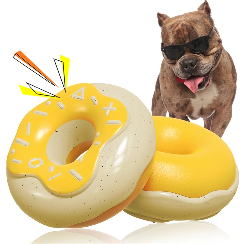 Large Dog Squeak Chew Toys Donuts Style Creamy Fragrance Floating Pet Toys for Training Outdoor