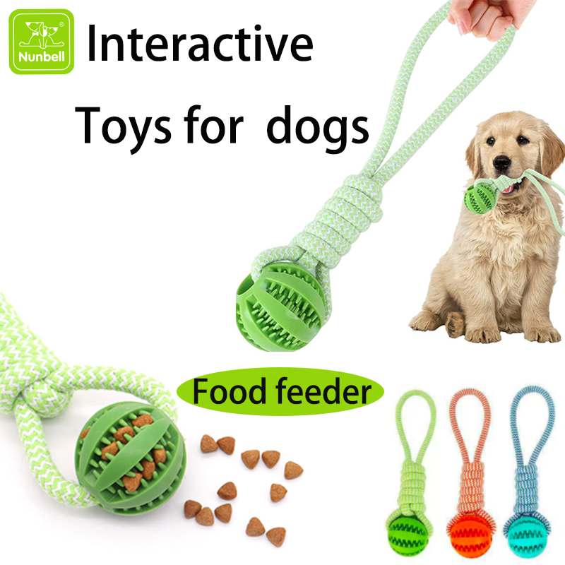 Interactive Rubber Nylon Dog Rope Ball Toys Bite-resistant Watermelon Shaped Molar Cleaning Leak-proof Food Safe Puppies