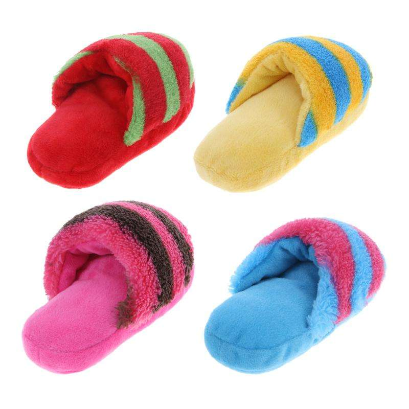 Slipper Shaped Puppy Dog Sound Plush Squeaky Chew Play Toys