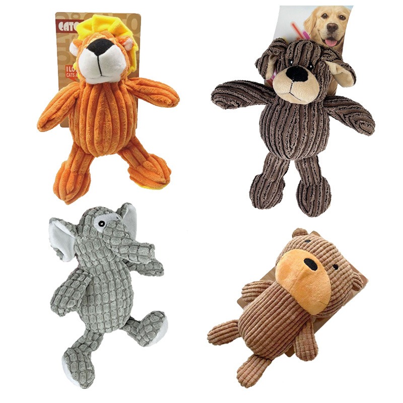 High Quality Durable Cute Cartoon Eco-Friendly Plush Dog Chew Toys French Bulldog Teething Relief Training Boredom Relief Sound