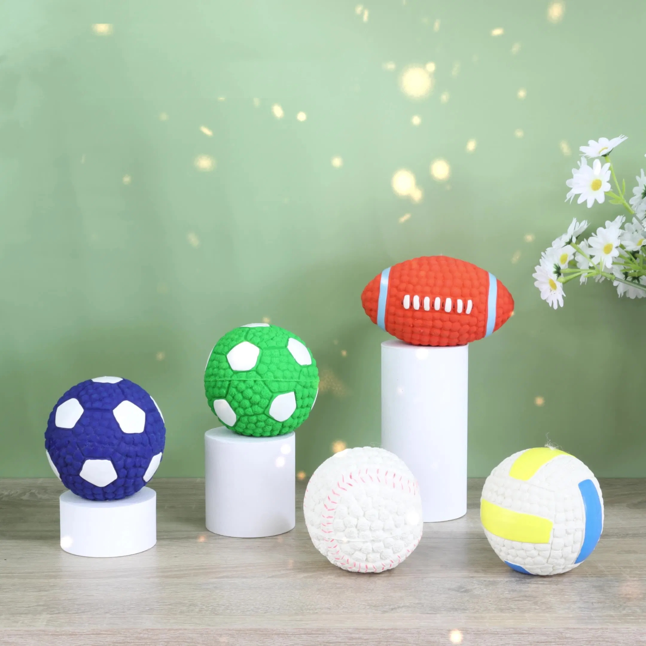 Latex Non-Toxic Rubber Pet Toys Ball Squeaky Dog Chewy Sounds Maker Toys