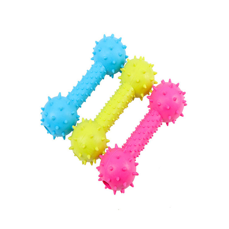 Eco-friendly Rubber Pet Dumbbell Chew Toy Suitable for Dog Cleaning and Agility Training
