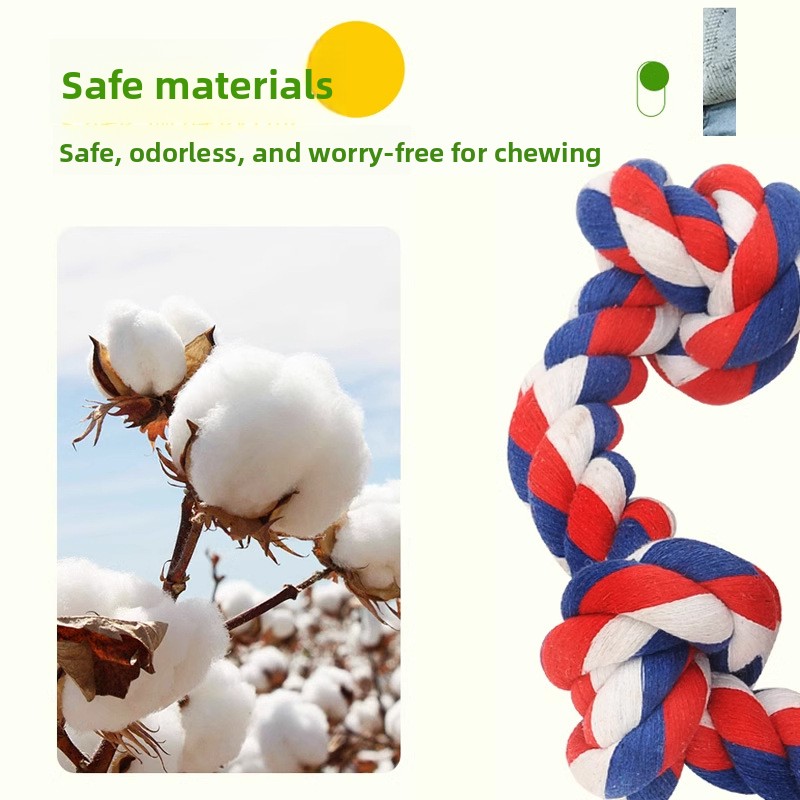Dog Tug-of-War Chew Rope Toy Knotted Ball Polyester Durable Bite-Resistant Teething-Friendly Interactive Tugging Helps Daily