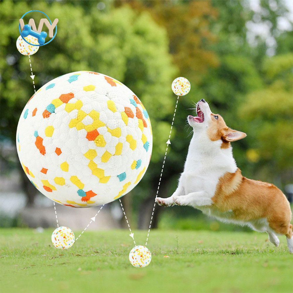 Indestructible Squeaky Chew Balls for Dogs Cats Multi-Color Letter Pattern PU Material Eco-Friendly Outdoor/Indoor Toys Pet