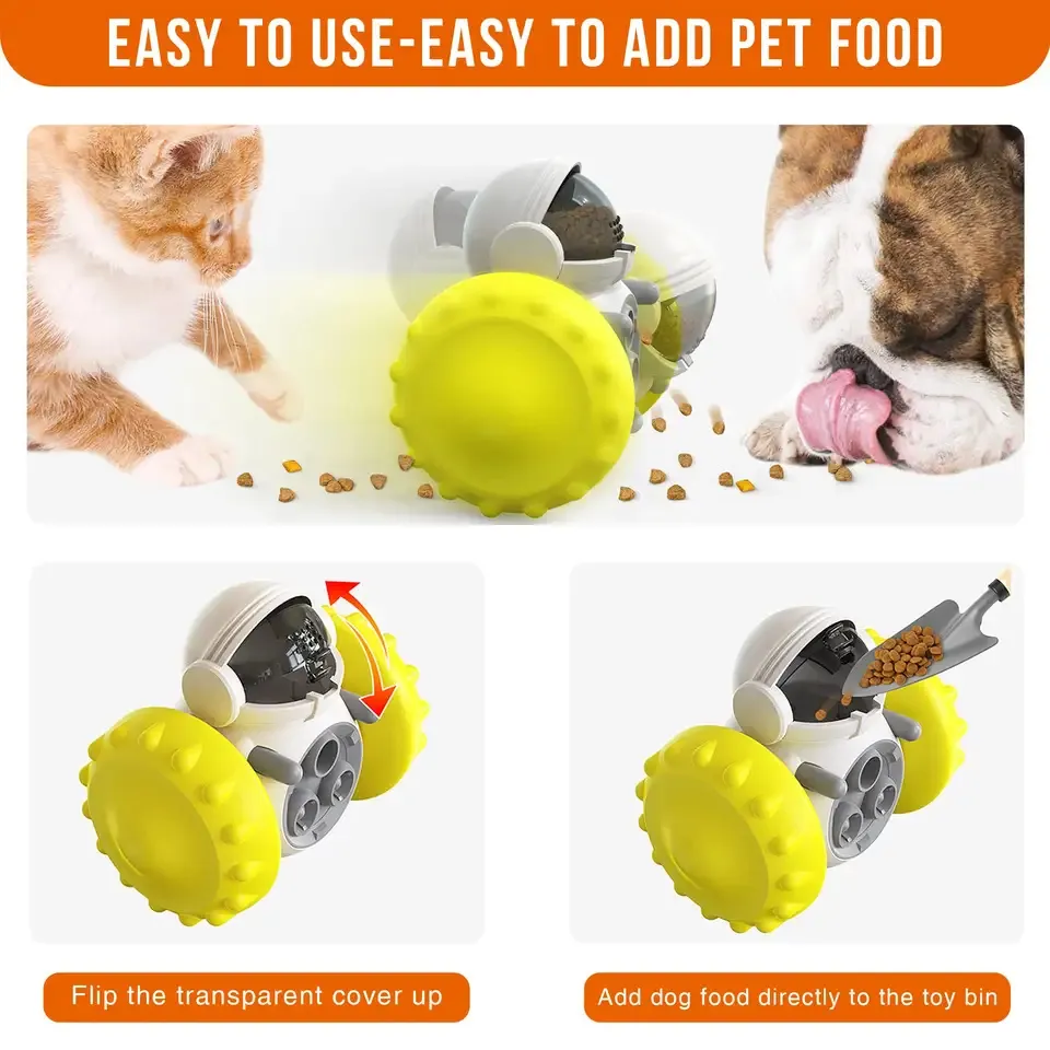 Bite Resistant Slow Feeder Treat Dispensing Robot Interactive Dog Toys