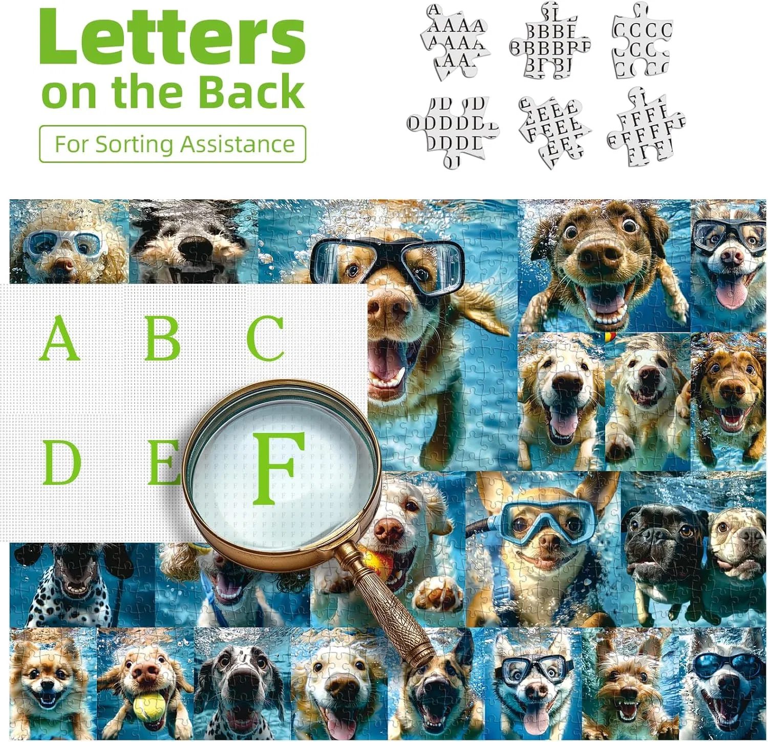 Underwater Dogs Jigsaw Puzzles 1000 Pieces Educational Toys