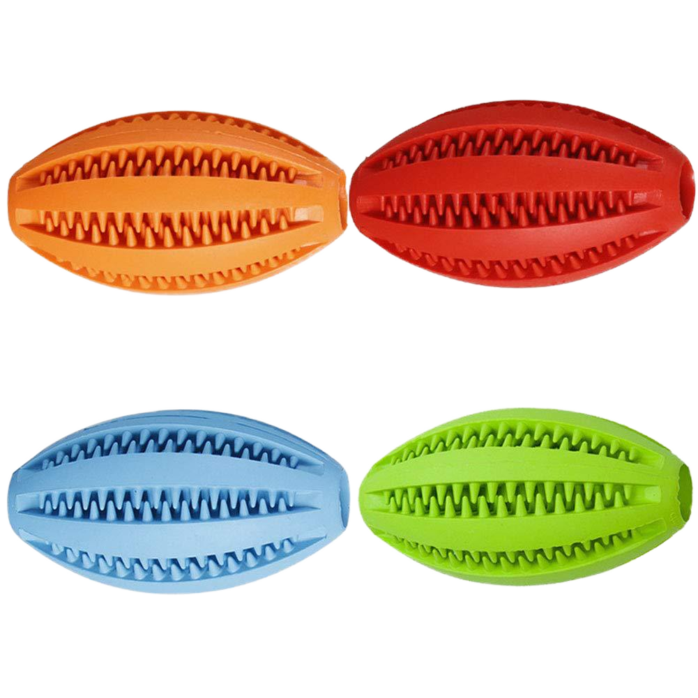 Interactive Eco-Friendly Novelty Rugby Shape Chew Toy for Dogs Durable Rubber Pet Tooth Cleaning Treat Toy Sustainable