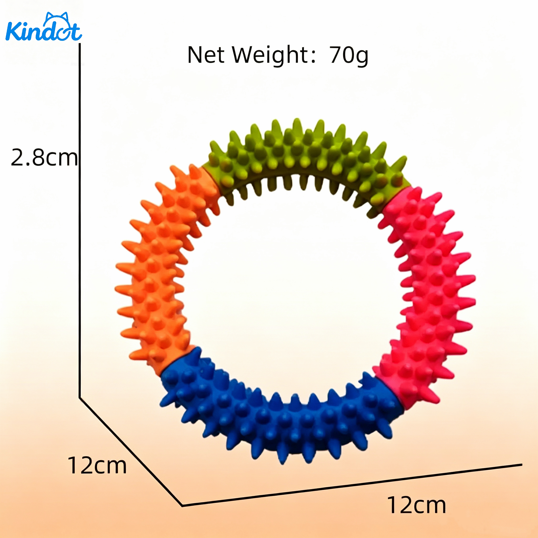 Wholesale Durable Bite-Resistant Four-Color Spiked Ring Dog Chew Toy For Medium/Large Breeds-Thermoplastic Rubber Interactive
