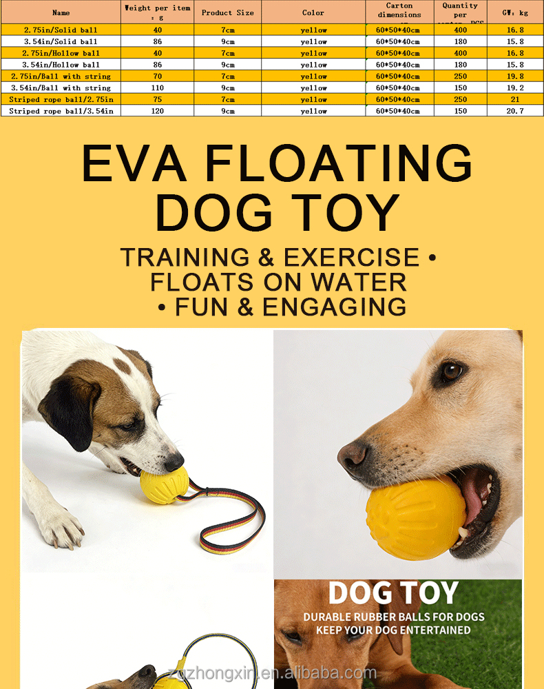 EVA Foam Dog Toy Interactive Chew Ball Indestructible Pet Supplies Training Exercise Toy for Medium Large Dogs