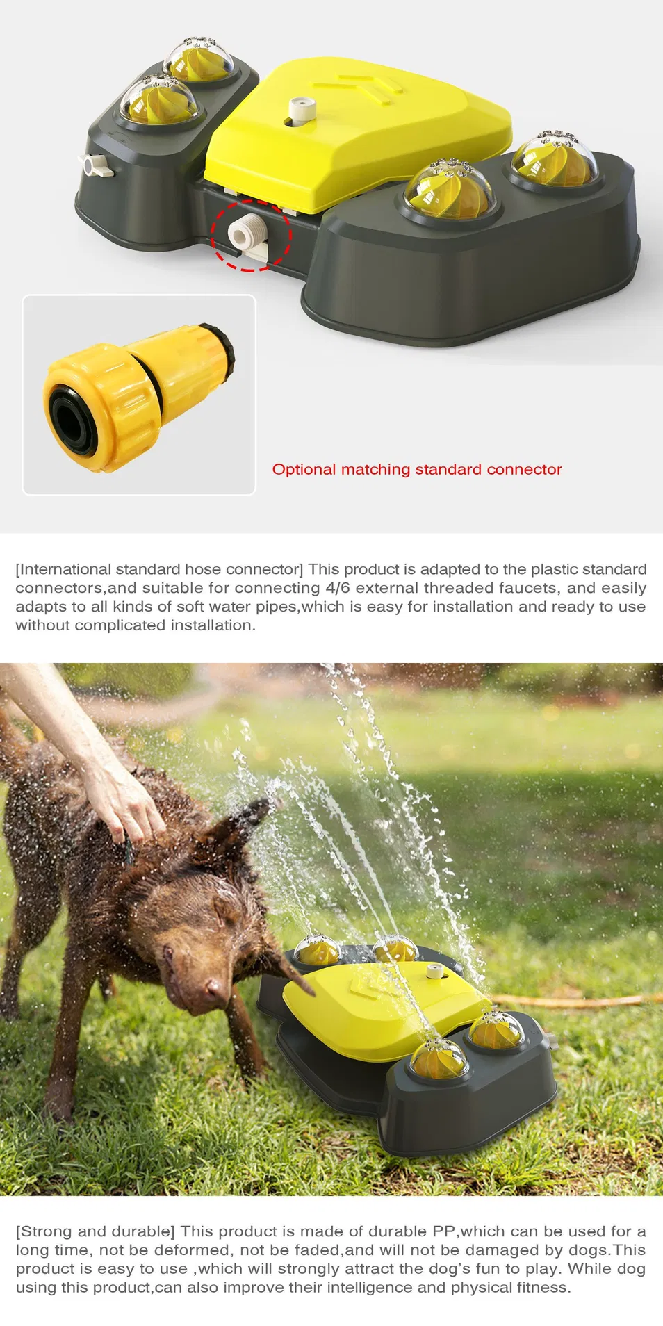 Dog Water Fountain Step on Dog Outdoor Water Toy Dispenser Improve Iq