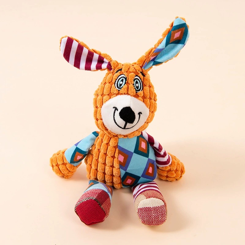 Corn Plush Squeaky Dog Toys Elephant Fox Shape Eco-Friendly Cartoon Animal Shapes Built-In Squeaker for Teeth Cleaning Chew Toy