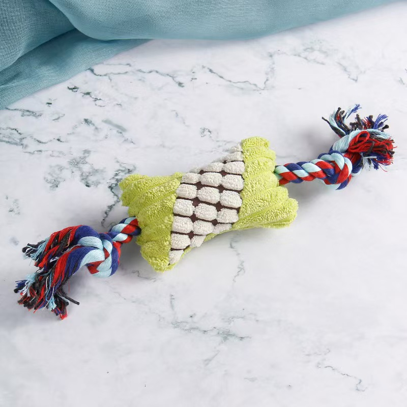 Durable Chew-Resistant Plush Dog Toy with Interactive Rope