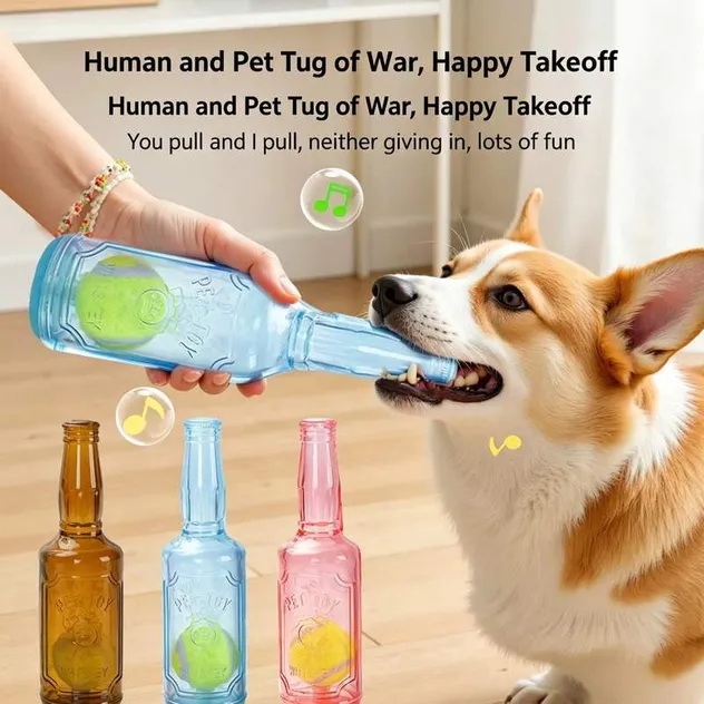 Squeaky Interactive Bottle Pet Toy for Dog Teeth Cleaning and Boredom Relief